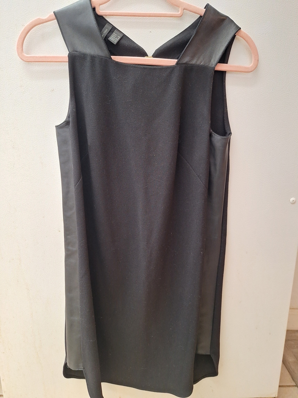 MNG Collection Black Mini Dress with Faux Leather Trim